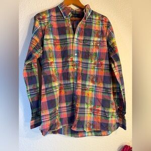 Polo Ralph Lauren Madras Plaid Hibiscus Floral Overprint Shirt Men's Size L